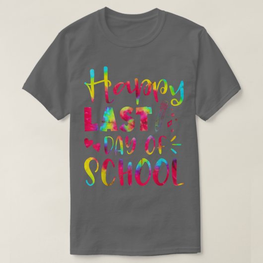 ハッピーラストデイ・オブ・スクール虹の学生ハートTe Tシャツ (デザイン正面)