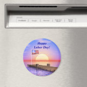 ハッピーラバーデー米国国旗と波止場 マグネット (インサイチュ (食洗機))