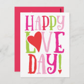 ハッピーラブデーかわいいバレンタインデー ポストカード (正面/裏面)