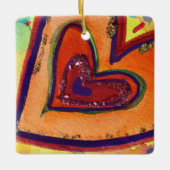 ハッピーラブハートカスタムホリデーギフトオーナメント セラミックオーナメント (正面)