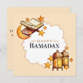 ハッピーラマダン水の色イスラム三日月、クルアーン シーズンカード (正面/裏面)