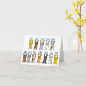 ハッピーラマダン(明るい猫漫画) カード (黄色い花)