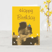 ハッピーリス&ヒスナッツ誕生日カード カード (黄色い花)