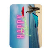 ハッピーリタイアおもしろいメント超現実的ビーチシーン マグネット (縦)