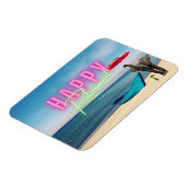 ハッピーリタイアおもしろいメント超現実的ビーチシーン マグネット (左側)