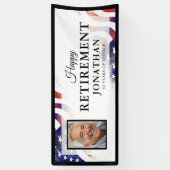 ハッピーリタイアアメリカ国旗のフォトバナー 横断幕 (縦)