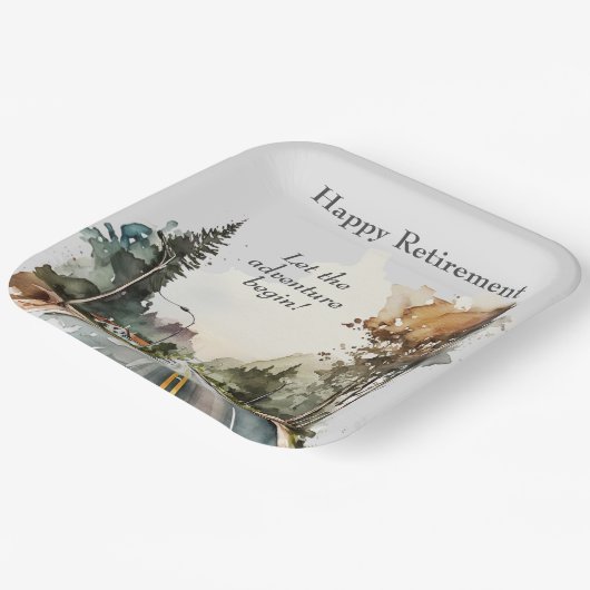 ハッピーリタイアウォーターカラーロード紙プレート ペーパープレート (傾斜あり)