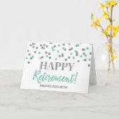 ハッピーリタイアオフィケーションおめでとうターコイズシルバー カード (黄色い花)
