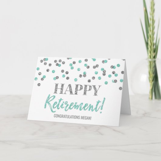 ハッピーリタイアオフィケーションおめでとうターコイズシルバー カード (正面)