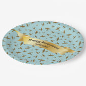 ハッピーリタイアグランドド軍隊飛行機プリント ペーパープレート (アングル)