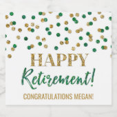 ハッピーリタイアグリーン金ゴールド紙吹雪 スパークリングワインラベル (シングルラベル)