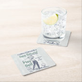 ハッピーリタイアゴルファーテーマレトロゴルフ スクエアペーパーコースター (インサイチュ)