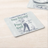 ハッピーリタイアゴルファーテーマレトロゴルフ スクエアペーパーコースター (アングル)