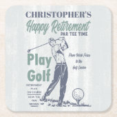 ハッピーリタイアゴルファーテーマレトロゴルフ スクエアペーパーコースター (正面)