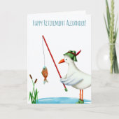 ハッピーリタイアシーガル魚釣り 図解入りの、写真付きの カード (正面)