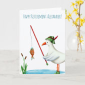 ハッピーリタイアシーガル魚釣り 図解入りの、写真付きの カード (黄色い花)