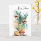 ハッピーリタイアトロピカルドリンク カード (黄色い花)