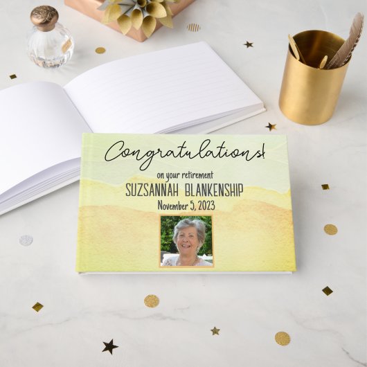 ハッピーリタイアパステルウォーターカラーカスタム ゲストブック (正面見開き)