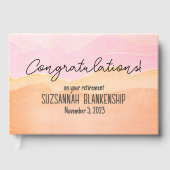 ハッピーリタイアパステルオレンジウォーターカラーカスタム ゲストブック (正面)