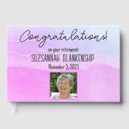 ハッピーリタイアパステルパープルウォーターカスタムカラー ゲストブック