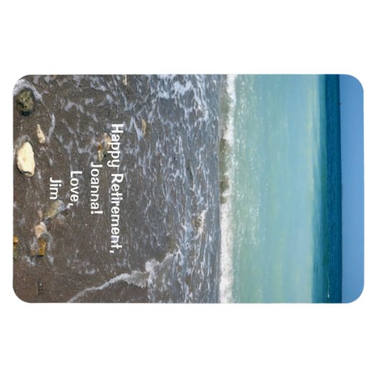 ハッピーリタイアパーソナライズされたビーチウォータースカイ マグネット (横)