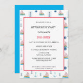 ハッピーリタイアパーティー水彩航海の 招待状 (正面/裏面)