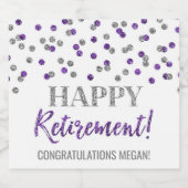 ハッピーリタイアパープルシルバー紙吹雪 スパークリングワインラベル (シングルラベル)