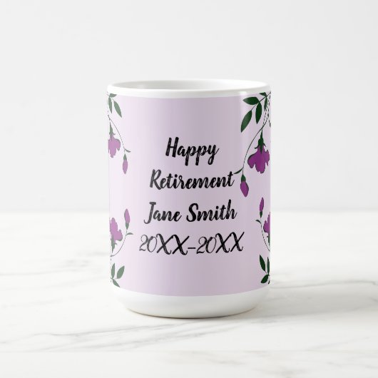 ハッピーリタイアパープルフラワーフローラ社員 コーヒーマグカップ (中央)