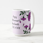 ハッピーリタイアパープルフラワーフローラ社員 コーヒーマグカップ (正面右)