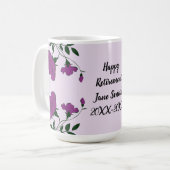 ハッピーリタイアパープルフラワーフローラ社員 コーヒーマグカップ (正面左)