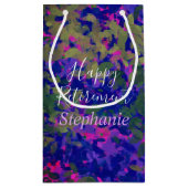 ハッピーリタイアパープルブルーガーデンハンド色彩の鮮やか スモールペーパーバッグ (裏面)