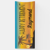 ハッピーリタイアビーチのヤシの木のシーン 横断幕 (縦)