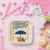 ハッピーリタイアビーチモノグラム名 ペーパープレート (パーティー)