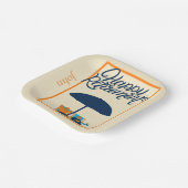 ハッピーリタイアビーチモノグラム名 ペーパープレート (傾斜あり)