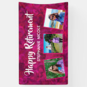 ハッピーリタイアピンクネーム複数の写真 横断幕 (縦)