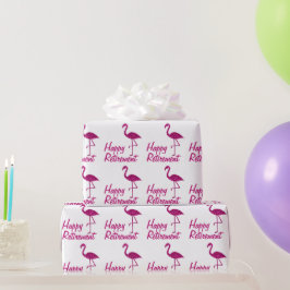 ハッピーリタイアピンクフラミンゴカスタム文字ギフト ラッピングペーパー