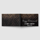 ハッピーリタイアブラックフェイク金ゴールドグリッターカスタム ゲストブック (全面)