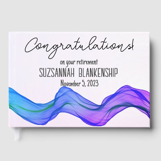 ハッピーリタイアブルーパープルウォーターカスタムカラー ゲストブック (正面)