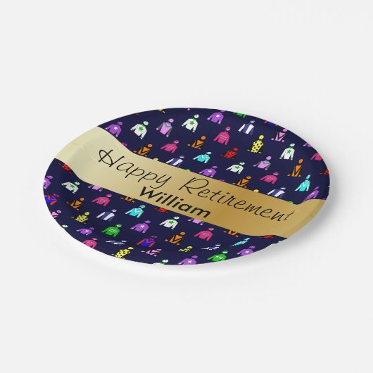 ハッピーリタイアホースレーシングジョッキーシルク ペーパープレート (アングル)