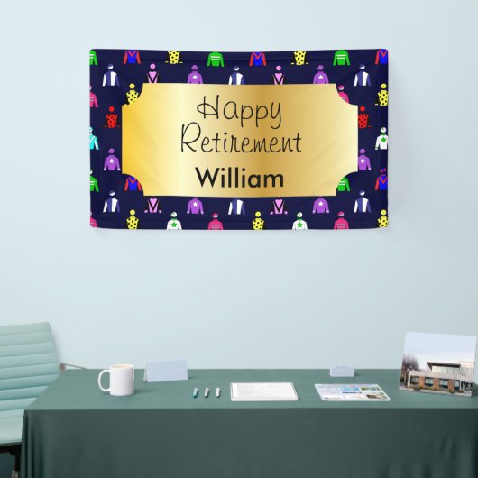 ハッピーリタイアホースレーシングジョッキーシルク 横断幕 (トレードショー)