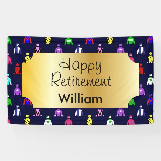 ハッピーリタイアホースレーシングジョッキーシルク 横断幕 (横)