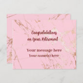 ハッピーリタイアメントおめでとう大理石赤面ピンク ノートカード (正面/裏面)