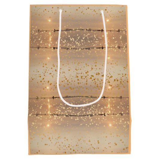 ハッピーリタイアメントウォークオンサニービーチ金ゴールド紙吹雪 ミディアムペーパーバッグ (裏面)