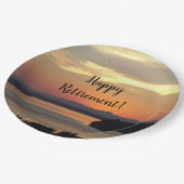 ハッピーリタイアメントオレンジシースケープサンセット ペーパープレート (アングル)