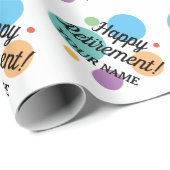 ハッピーリタイアメントカラフル紙吹雪名前をカスタムする ラッピングペーパー (ロールコーナー)