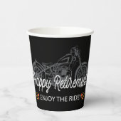 ハッピーリタイアメントバイクもしくは自転車に乗る人とバイクとフレイムス 紙コップ (左)