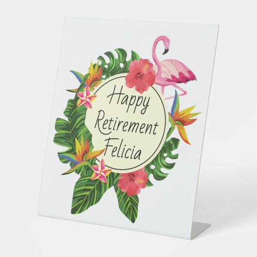 ハッピーリタイアメントパーティーサインテンプレートトロピカル 台座サイン (正面)