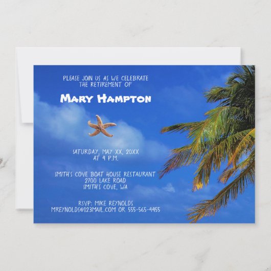 ハッピーリタイアメントパーティーサニービーチ招待状 招待状 (裏面)