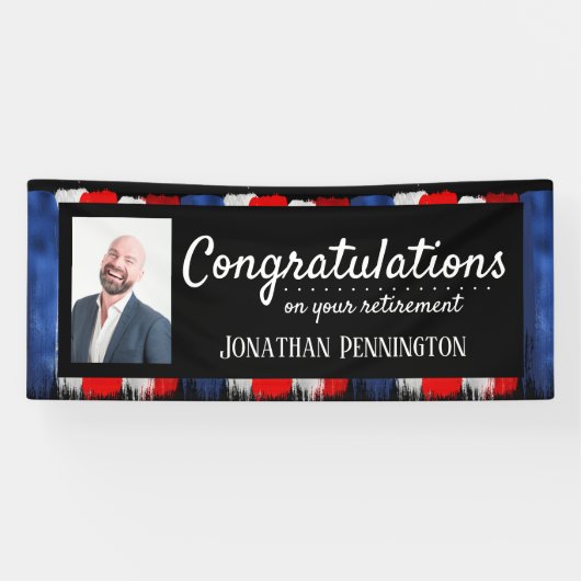 ハッピーリタイアメントパーティー（赤と青のバナー） 横断幕 (横)