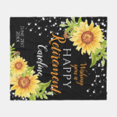 ハッピーリタイアメントフローラひまわりブラック フリースブランケット (正面(横))